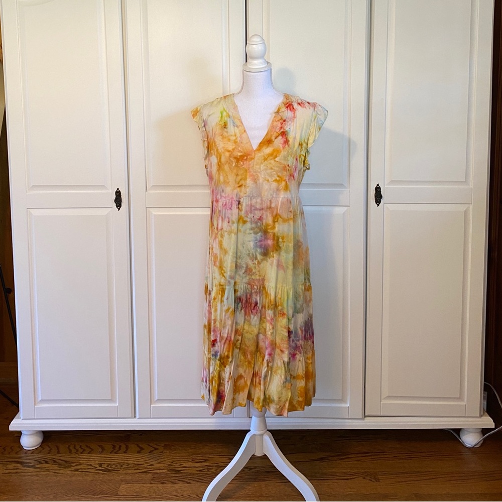 Ice-Dyed Tiered Midi Dress
